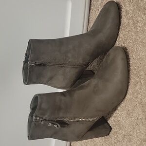 Gray suede ankle boots